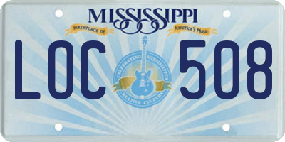 MS license plate LOC508