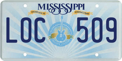 MS license plate LOC509