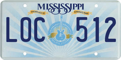 MS license plate LOC512