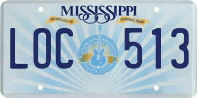 MS license plate LOC513