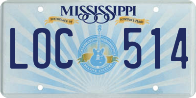 MS license plate LOC514