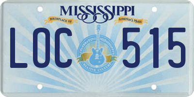 MS license plate LOC515