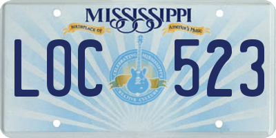 MS license plate LOC523