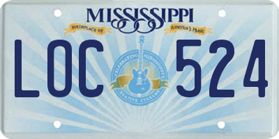 MS license plate LOC524