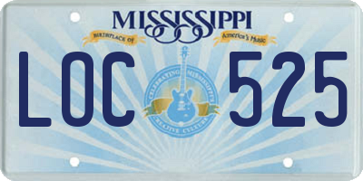 MS license plate LOC525