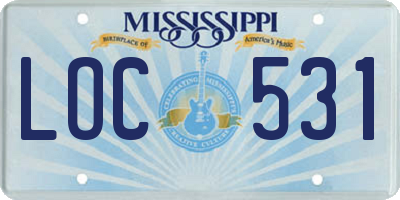 MS license plate LOC531