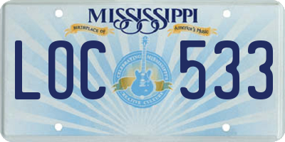MS license plate LOC533