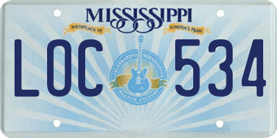 MS license plate LOC534