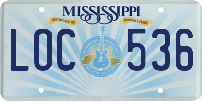 MS license plate LOC536