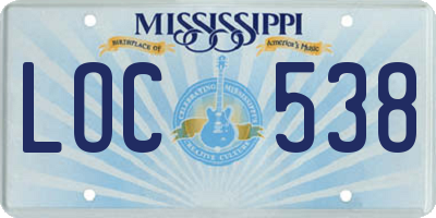 MS license plate LOC538