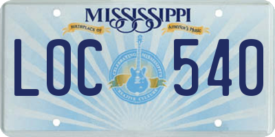 MS license plate LOC540