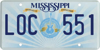 MS license plate LOC551
