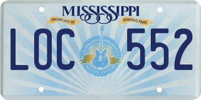 MS license plate LOC552