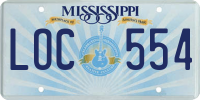 MS license plate LOC554