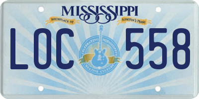 MS license plate LOC558