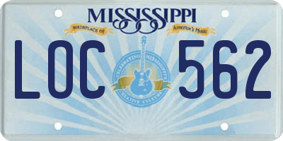 MS license plate LOC562