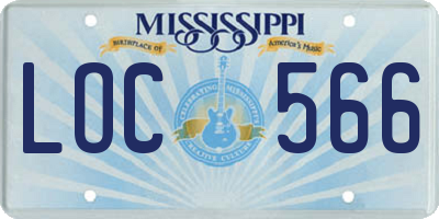 MS license plate LOC566