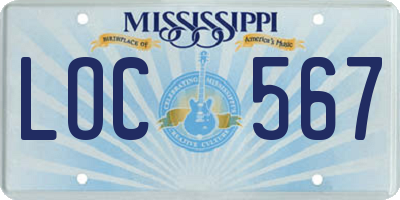 MS license plate LOC567