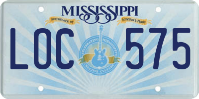MS license plate LOC575