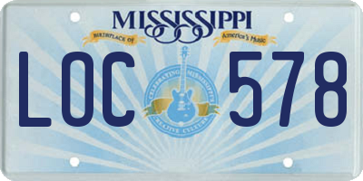 MS license plate LOC578