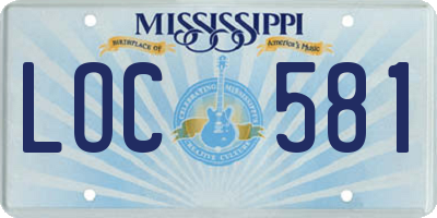 MS license plate LOC581