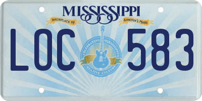 MS license plate LOC583