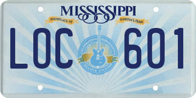 MS license plate LOC601