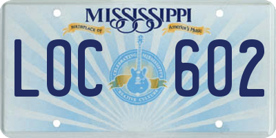 MS license plate LOC602