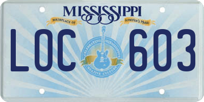 MS license plate LOC603