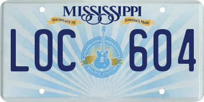 MS license plate LOC604