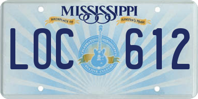 MS license plate LOC612