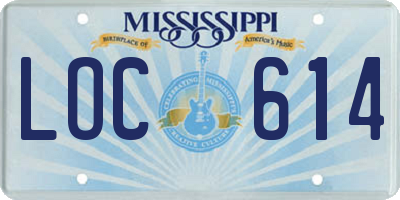 MS license plate LOC614