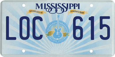 MS license plate LOC615