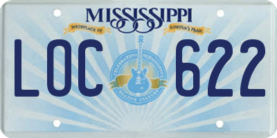 MS license plate LOC622