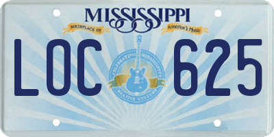 MS license plate LOC625