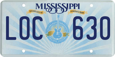 MS license plate LOC630