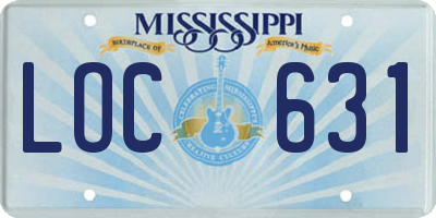 MS license plate LOC631