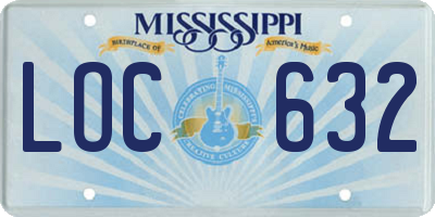 MS license plate LOC632