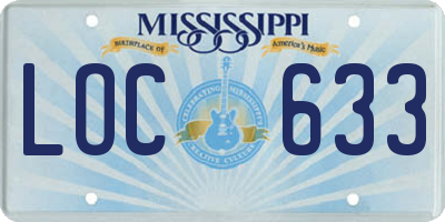 MS license plate LOC633