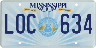 MS license plate LOC634