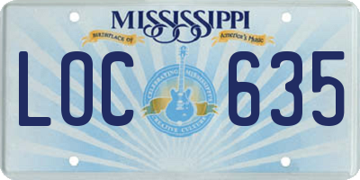 MS license plate LOC635