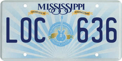MS license plate LOC636