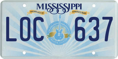 MS license plate LOC637
