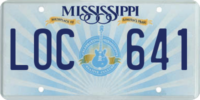 MS license plate LOC641