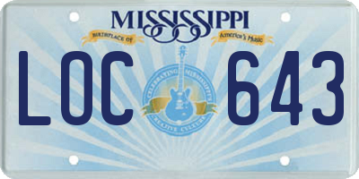 MS license plate LOC643
