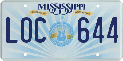 MS license plate LOC644