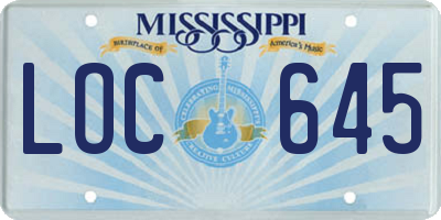 MS license plate LOC645
