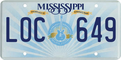 MS license plate LOC649
