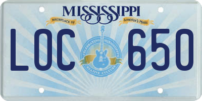 MS license plate LOC650
