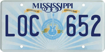 MS license plate LOC652